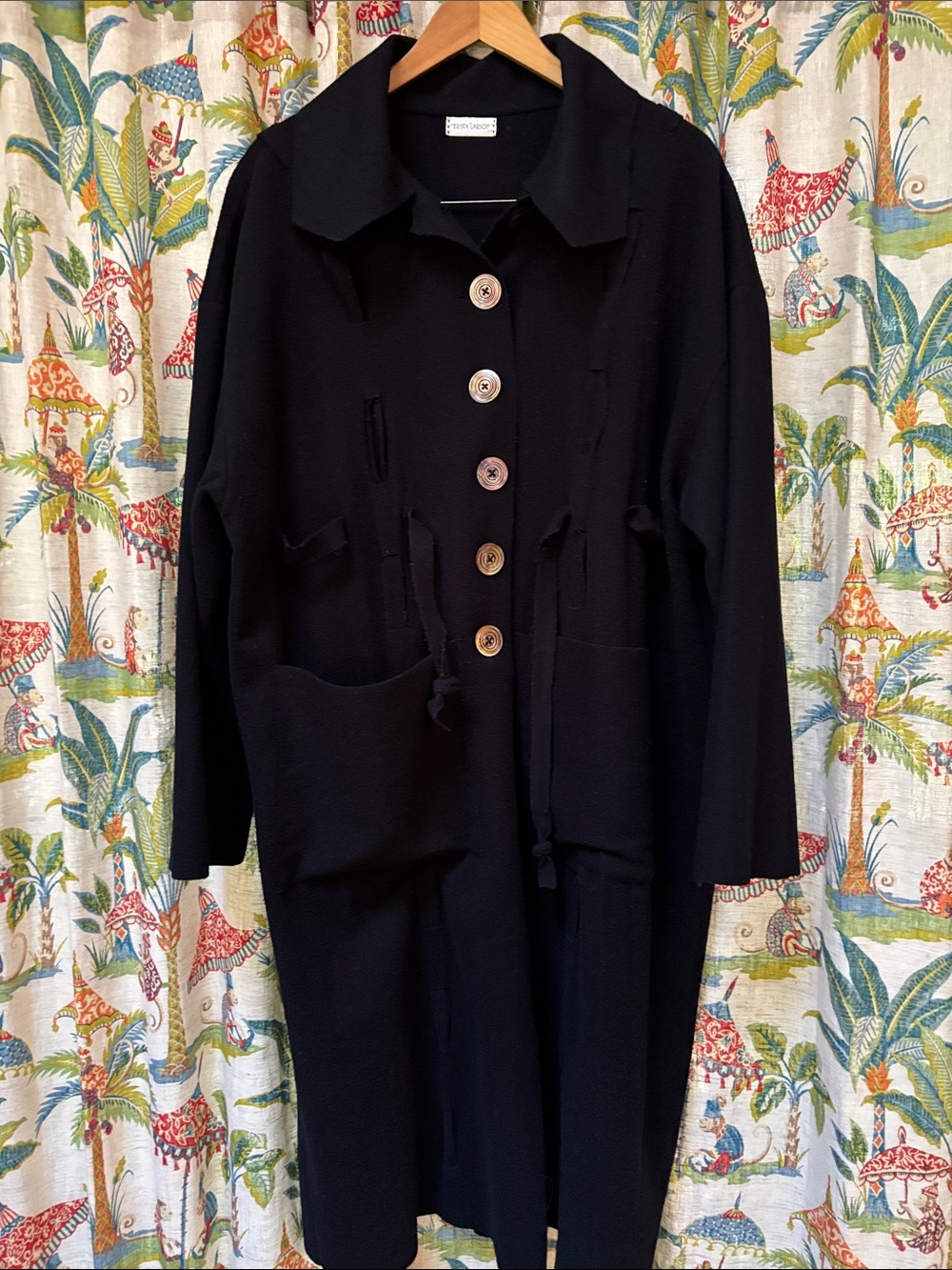 Women's Black Button-Front wool Coat by Krista Larsen. Hard to part with ,